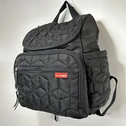 Skip Hop Forma Diaper Bag Backpack Only BLACK Quilted 16” X 14” X 6”.