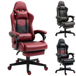 Slide-out gaming chair footrest and 130-degree reclining backrest support your legs and back. - Footrest Size: 14.5