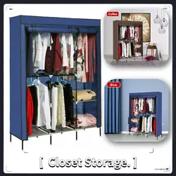 Portable Heavy Duty Closet Storage Organizer Clothes Wardrobe Rack Shelves. New Portable Clothes Closet Wardrobe Double...