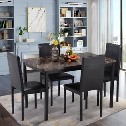 Upgraded upholstered cushion：This Dining table set includes 1 dining table and 4 upholstered dining chairs,the...