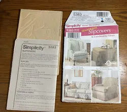 Simplicity Pattern 5383 Arm Club Chair Ottoman Couch Sofa Slipcovers Wingback. Previously owned unused uncut factory...
