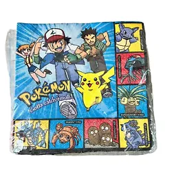 POKEMON Pikachu LUNCH NAPKINS (16) ~ Birthday Party Supplies Large Serviettes. *Package slightly ripped* See Pics!