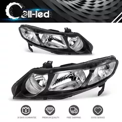 For 2006-2011 Honda Civic 4 Door Models Only. 1 x Headlights Pair (Left + Right). Color: Black Housing + Clear Lens....