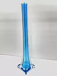 Beautiful Blue 16 inch Tall Glass Vases Bud Vase Square Faceted