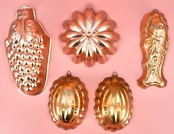 Large grapes mold. Lot includes the following 5 copper and/or copper colored molds shaped molds.