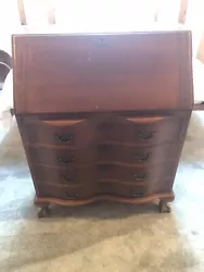 Vintage Antique Maddox Red Mahogany Chippendale Serpentine Secretary Desk