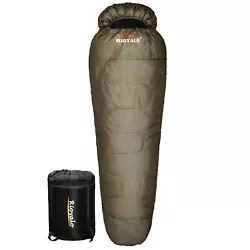 Grand-Teton Big Mummy Sleeping Bag w Compression Sack. 0°F Mummy Sleeping Bag - Olive Green. Compression Sack....