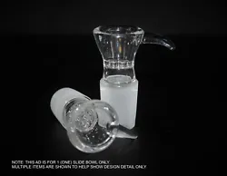 This ad features (1) one 18.8mm HORNED BUILT-IN SCREEN SLIDE BOWL glass slide bowl for your water pipe with a cone...