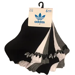 adidas Originals Womens Trefoil No Show Socks 6 Pairs Shoe in White/Gray/Black Size 5-10Condition is “New with...