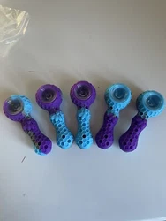 Silicone Smoke Pipe with stash bowl and cleaner (5 Pack).