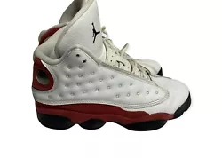 Preowned Air Jordan 13 XIII Retro GS Size 7Y or Womens Sz 8.5 Cherry White Black 414574-122. They have wear from use...