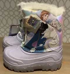 🍒 Disney Toddler II Girls Light Up Frozen Winter Boots Lilac/Glitter Size 5