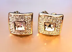 This is a Gorgeous Pair of Napier Screw Back, Silver Tone Sparkling Square Diamondesque Rhinestone Earrings. However,...