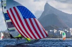 49er Sailboat Spinnaker from 2016 Rio Olympics. This spinnaker belonged to the team of Morris/Barrows and is in...