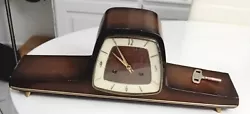 Horloge Clock Ancienne Pendule De Cheminée DUGENA HERMLE avec sa clé, années 60 env. Old DUGENA HERMLE Fireplace...