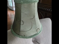 4- Green Silk thread design and roping around Lamp Shade. Very Pretty. Clip On. 5 height, Bottom width measues 6 and...