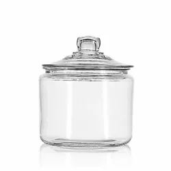 Glass Jar Container With Lid Features Glass container with glass lid; made in the USA.