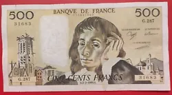 Billet 500 Francs Pascal (30) du 2/02/1989 B --Alph G.287 dans LETAT