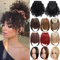 Teture：Neat/Side/Curly Bangs. Mate rial: 100% Natural Synthetic Fiber Hair. Lace Net- ---Breathable. HAIR LIFE: 6-12...
