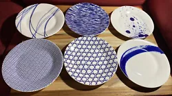 Royal Doulton Pacific Mixed Patterns Tapas Plates Set of 6. Previously owned. Shows some scratches, but no chips,...