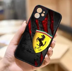 Ferrari, coque noire rigide antichoc, marque de luxe, iPhone 12 11 13 14 Pro Max.