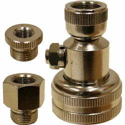 Includes extra bushings for standard bore tire valves and old 9251-type valves. Button valve on side releases air...