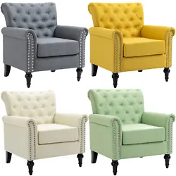 The roll arm and wing back design with nail head trim and tufting detailing make it perfectly as a club chair. It will...