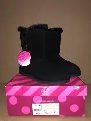SO Everest Black Genuine Suede Faux Fur Lined Women’s Winter Boots Size 11.Small mark on front of right boot as seen...