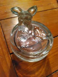 Vintage Scottish Terrier Scottie Dog Clear Glass W/Lid - Trinket/Candy Dish.[MB2] Mite have a little chip in ear cant...