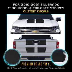 Fits 2019-2021 Silverado 1500 Hood & Tailgate Overlay Graphic Vinyl Decal - Choose Color. Solutions_247 provides a...