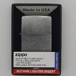 Includes:  1 Zippo Street Chrome Finish 207 lighter.  1 double torch butane insert installed.  Any returned items must...