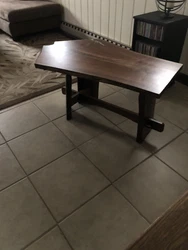 live edge walnut table handmade can be used as coffee or display table has epoxy rock inlay see pics 44” long x 28”...