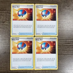 4x Great Ball 164/202 - Uncommon - Pokemon TCG - Sword & Shield M/NM PlaysetShipping Monday-Friday next day after...