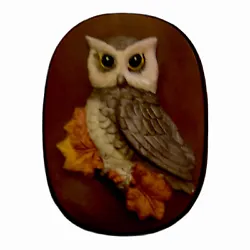 Owl Wall Plaque Hanging Decor 1960’s MCM 3D Raised Relief Ceramic On Wood Vintage. Measures approximately 7” tall...