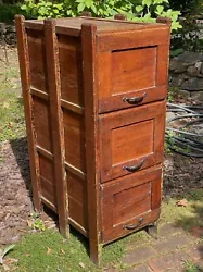 Antique solid oak three drawer file cabinet I believe made by Weis probably in the 1930s. Wood file dividers in two...