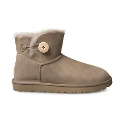 COLOR: CARIBOU. The adorable UGG® Mini Bailey Button II boot is a must-have for your winter wardrobe! Signature wood...