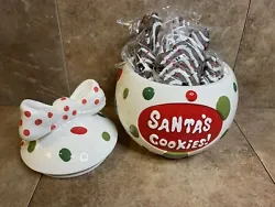 Cookie Jar Santas Cookies Ceramic Christmas Ornament Round Shape. Great cookie jar, ready to hold lots of cookies and...