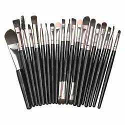 Flat Top Eyeshadow Brush. 20.Ultra-Fine Eyeliner. Mascara Brush. 20pcs Makeup Brush Set. Foundation Brush. A...
