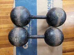 Vintage, rare, iron, globe dumbbells 55lbs (2 pieces), unbranded 