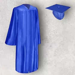 New Graduation Shiny Royal Blue Graduation Gown & Cap.
