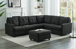 [Modern Modular Sofa] This modern modular sofa adopts classic design and will never go out of style. The soft taupe...