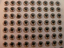 Colors in the eyes are White/Green/Brown/Black. Great quality with realistic look. These are Hard Molded. I have 8...