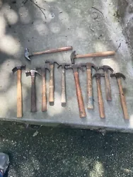 vintage claw hammer lot. Nice set of hammers there are nicks, chips, paint etc. a few may need new handles. Thanks for...