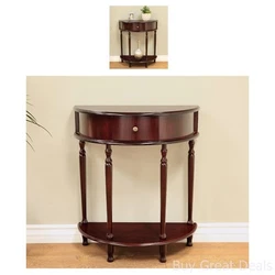 Convenient crescent design with lower shelf, drawer and turned legs. Have a Problem?.
