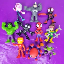 Marvel Spidey And His Amazing Friends Spider man Pack Includes 10 Toy Figures aprox 2.5