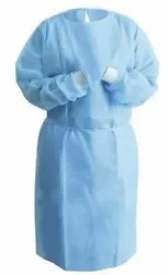 Aura Naturale Disposable Isolation Gown Blue With Knit Cuff Dental-Medical.