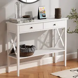 Console Table with Drawers, Narrow Wood Accent Sofa Table Entryway Table with Storage Shelf for Entryway, Front Hall,...