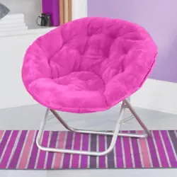 The saucer chairs cushion is made from durable, plush 100 percent polyester upholstery. The faux-fur material is soft...
