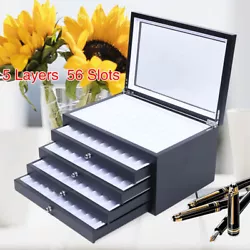 1 x Pen Case(Pen not included). 1 x Wooden Pen Case. Material: Wooden. 5 Layers, you can put 56 pens. The pen material...