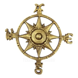 Made of cast iron with a rustic antique gold finish. New rose compass wall decor.